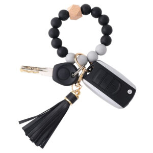 BAOSIWA Silicone Beaded Bracelet Keychain this Keychain for both men women can be use