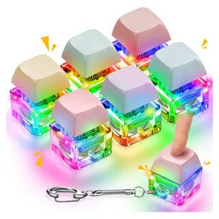 6 Pcs Keyboard Fidget Keychain with LED Light Keyboard