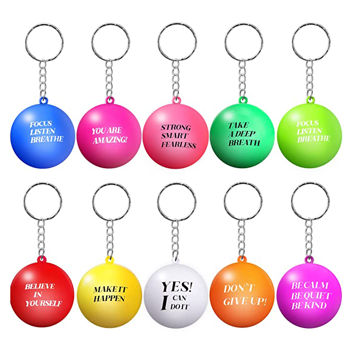 Stress Relief Balls With Quotes Keychain