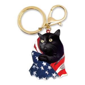 cat with flag keychain for all.