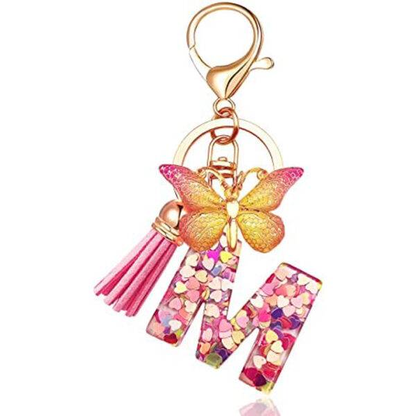 JINGUAZI Initial letter Keychains for Women name keychain