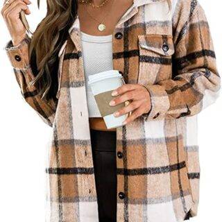 Women Wool Blend Button Down Long Sleeve Shirt