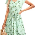 OUGES Women's V Neck Button Down Skater Dress with Pockets this dress fore women
