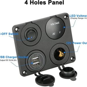 Linkstyle 4 in 1 Charger Socket Panel, 12V 4.2A Dual USB Charger Socket