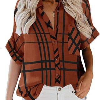 ZC&GF Women's Long Sleeve V-Neck Stripes Casual Blouses Pocket Button Down Shirt Tops