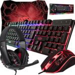 Gaming combo Keyboard and Mouse and Mouse pad and Gaming Headset for gaming