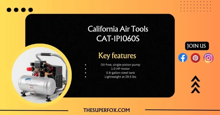 The California Air Tools CAT-1P1060S offers reliable performance with its 1.0 HP motor and oil-free pump. It can deliver 2.2 cubic feet per minute (CFM) at 90 pounds per square inch (PSI), with a maximum pressure of 120 PSI.