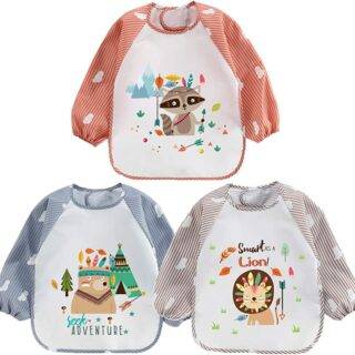 Haimoburg 3pcs Baby Apron long sleeve for feeding