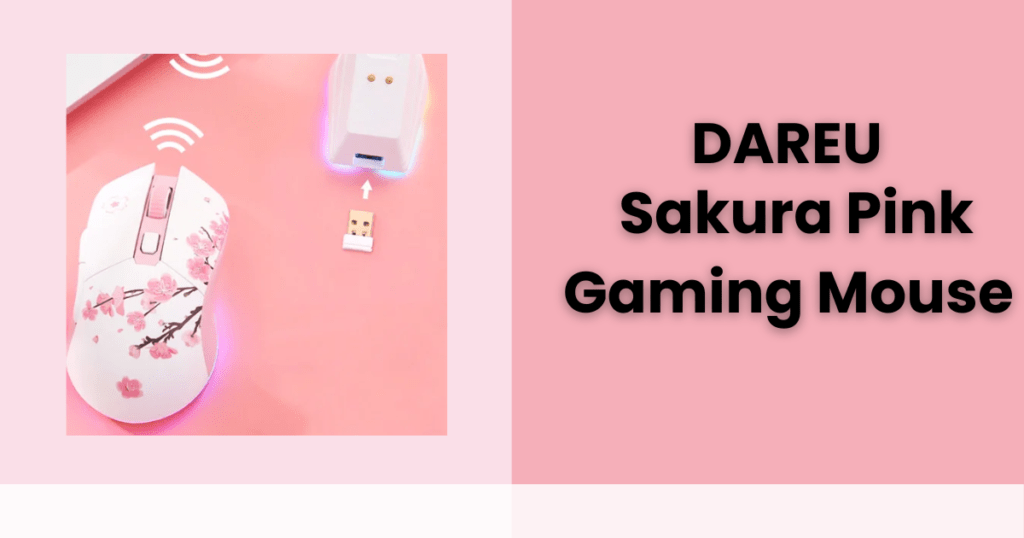 dAREU Sakura pINK gAMING mOUSE, gAMING MOUSE, FOR COMFORT, pretty looking gaming mouse, aesthetic
