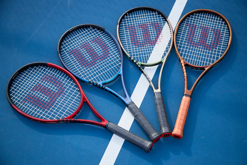 A collection of high-quality tennis racquets by Wilson, designed for optimal performance on the court.
